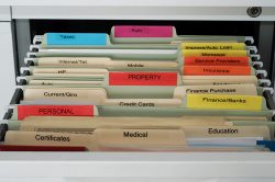 file folders with financial information