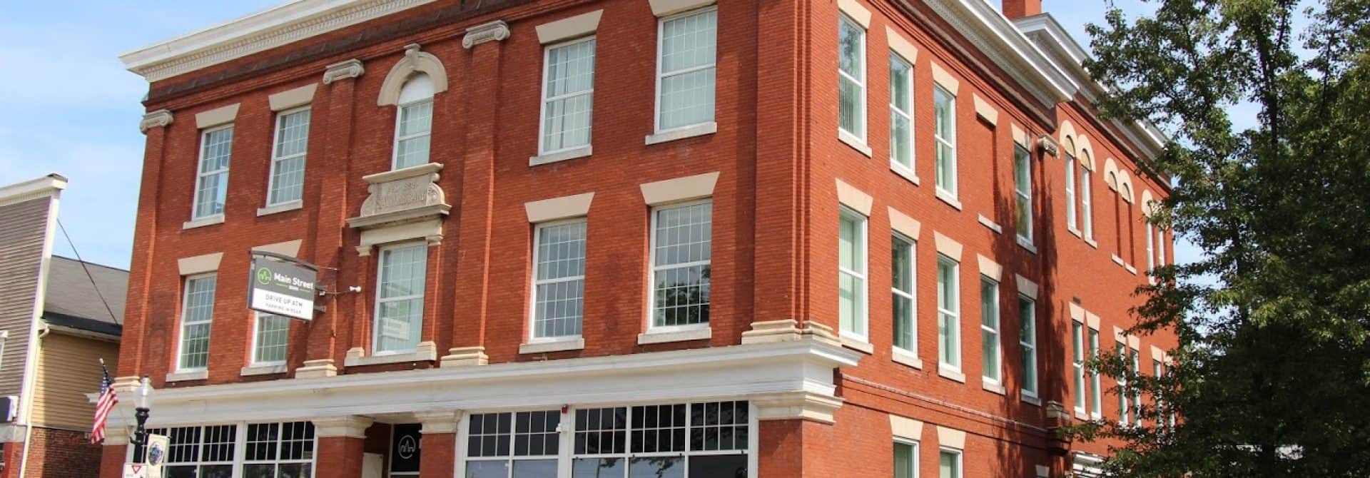 Photograph of Main Street Bank building on Main Street in Ayer