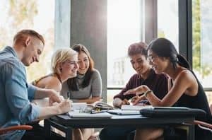 Group of friends studying