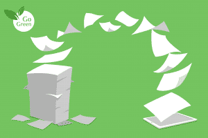 stack of paper flying into an ipad