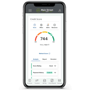 screenshot of credit score on mobile