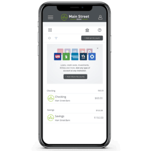 screenshot of personal financial management service on mobile