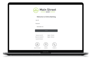 screenshot showing main sign in screen for online banking login on desktop