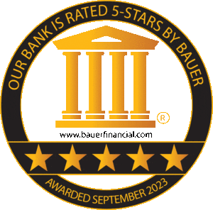 Our bank is rated 5-stars by Bauer awarded September 2023